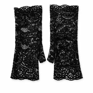 Black Floral Lace Fingerless Gloves Stretch OS